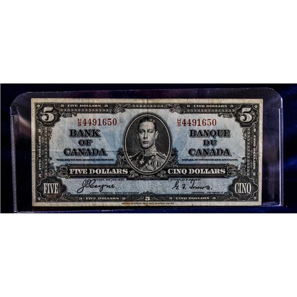 1937 KING GEORGE VI CANADA $5 BANKNOTE