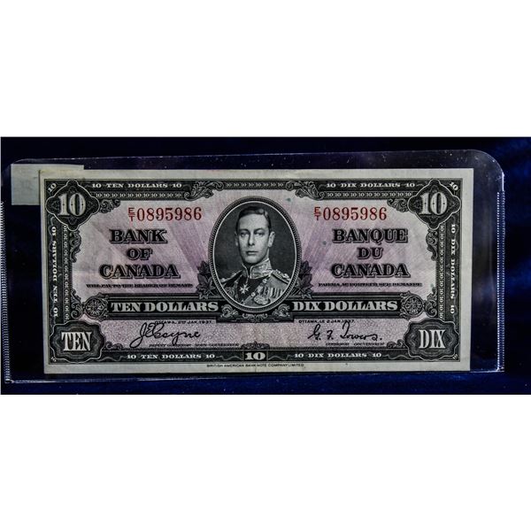 HIGH GRADE 1937 CANADA $10 BANKNOTE