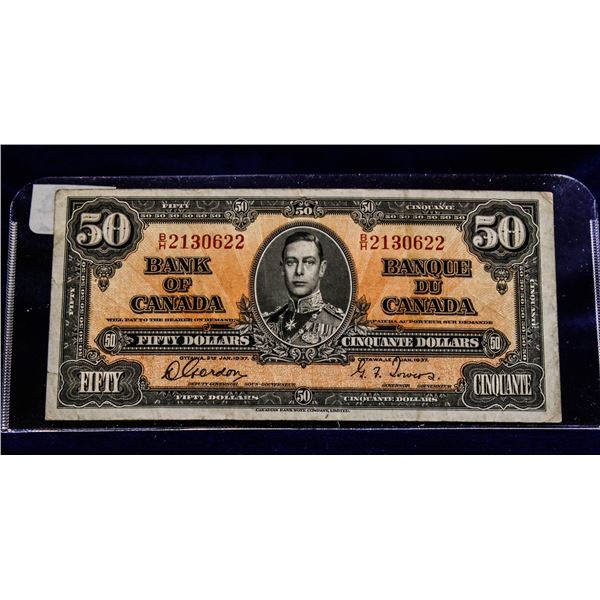 VERY FINE+ 1937 CANADA $50 BANKNOTE