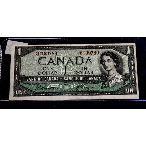 VF-EF CONDITION 1954 DEVILS FACE $1 NOTE