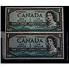 Image 1 : 2- SEQUENTIAL 1954 CANADA $1 BANKNOTES