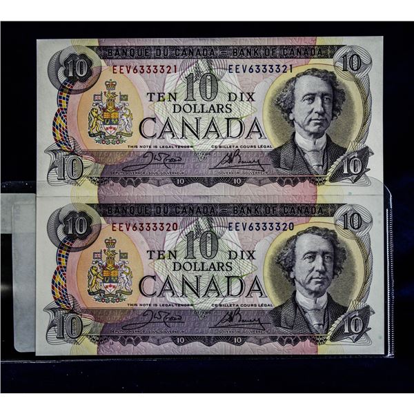 2-SEQUENTIAL 1971 CANADA $10 BANKNOTES