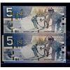 Image 1 : 2- SEQUENTIAL 2006 JOURNEY ISSUE $5 BANKNOTES