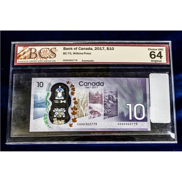 BCS CERTIFIED 2017 COMMEMORATIVE $10 NOTE