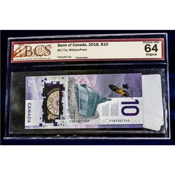 BCS CERTIFIED 2018 POLYMER ISSUE $10 NOTE