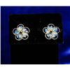 Image 1 : PAIR OF 14K GOLD & ENAMEL FLOWER EARRING SET
