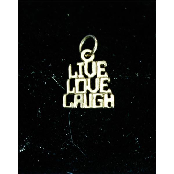 1.5CM LIVE, LOVE, LAUGHT 10K GOLD PENDANT