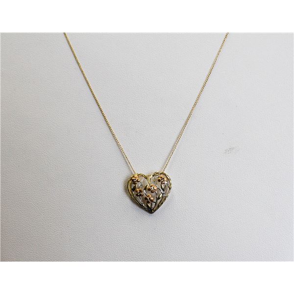 18'' 10K GOLD 2 TONE HEART PENDANT AND CHAIN SET