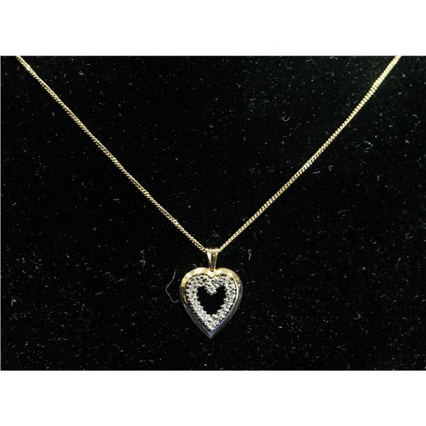 16'' 14K GOLD DIAMOND HEART PENDANT