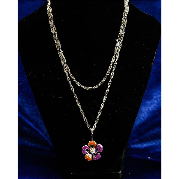 LARGE 30" STERLING SILVER CHAIN WITH PENDANT