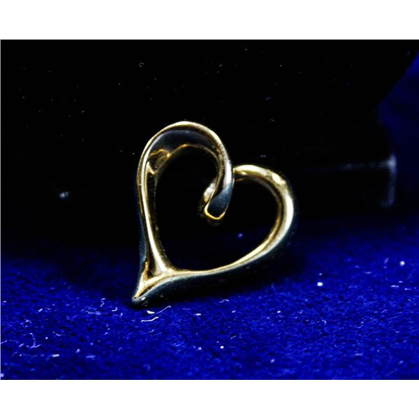 LARGE 14K GOLD HEART OPEN LOOP PENDANT
