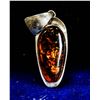 Image 1 : LARGE 2.5" STERLING SILVER AMBER PENDANT