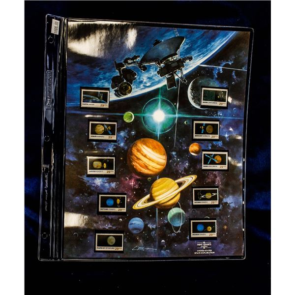 UNFRAMED SOLAR SYSTEM PRINT WITH USA STAMPS