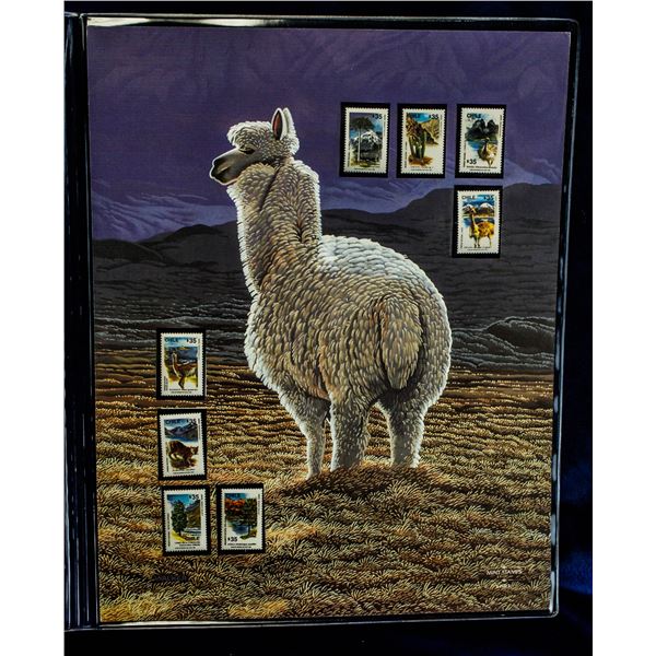UNFRAMED LLAMA PRINT WITH MINT CLILEAN STAMPS