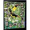Image 1 : UNFRAMED TROPICAL BIRD PRINT WITH GUYANA STAMPS