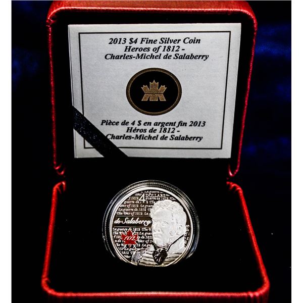 HEROES OF 1812 .9999 SILVER PROOF $4 COIN DE