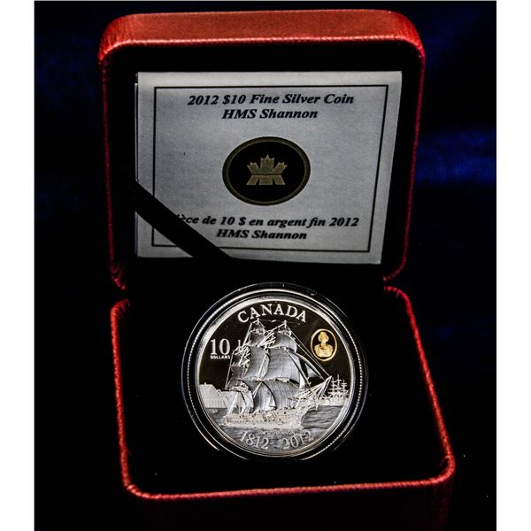 WAR OF 1812 $10 .9999 SILVER PROOF $10 HMS SHANNON