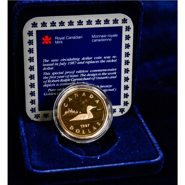 1987 FIRST YEAR PROOF FINISH CASED LOON DOLLAR