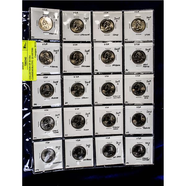COLLECTION OF 20 USA COMMEMORATIVE  QUARTERS