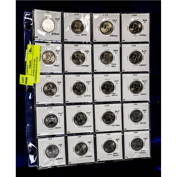COLLECTION OF 20 USA COMMEMORATIVE STATE QUARTERS