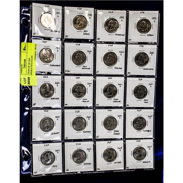 COLLECTION OF 20 USA COMMEMORATIVE STATE QUARTERS