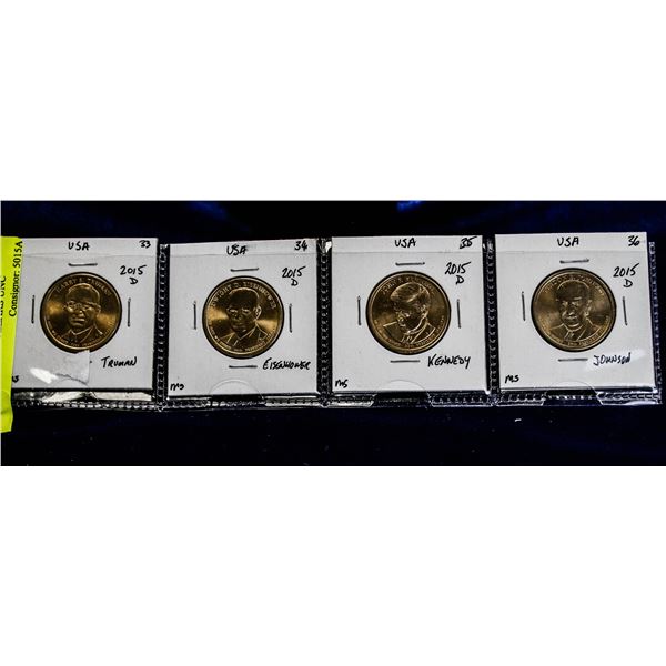 COMPLETE TYPE SET OF 2015 PRESIDENTIAL DOLLARS UNC