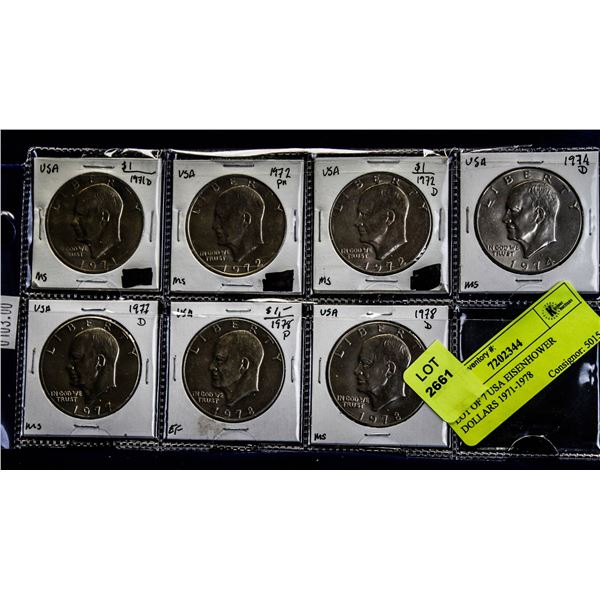 LOT OF 7 USA EISENHOWER DOLLARS 1971-1978