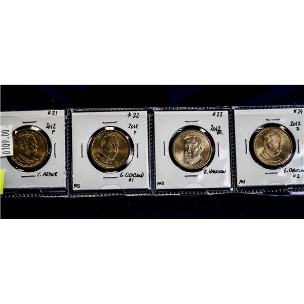 COMPLETE TYPE SET OF 2012 PRESIDENTIAL DOLLARS UNC