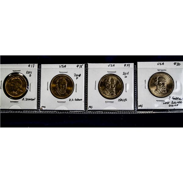 COMPLETE TYPE SET OF 2011 PRESIDENTIAL DOLLARS UNC