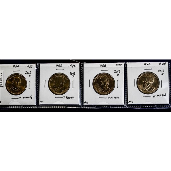 COMPLETE TYPE SET OF 2013 PRESIDENTIAL DOLLARS UNC