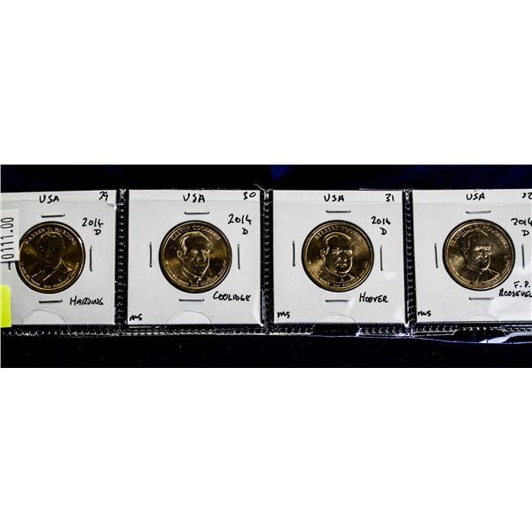 COMPLETE TYPE SET OF 2014 PRESIDENTIAL DOLLARS UNC