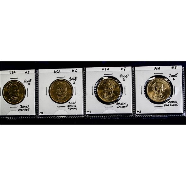 COMPLETE TYPE SET OF 2008 PRESIDENTIAL DOLLARS UNC