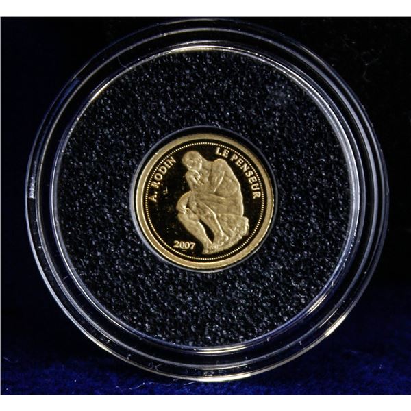 2007 .9999 GOLD 1500 FRANC "THE THINKER" BENIN