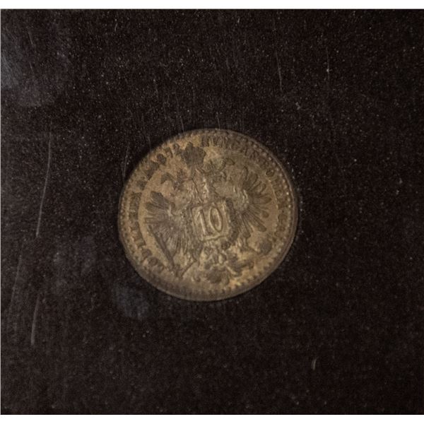 AUSTRIA 1872 SILVER 10 KREUZER COIN HIGH GRADE