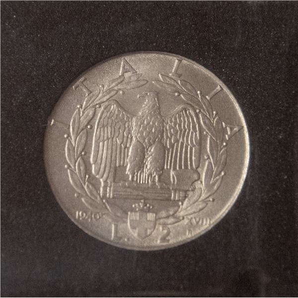 WW2 ITALY, 1940 2 LIRA, UNCIRCULATED MAGNETIC TY2