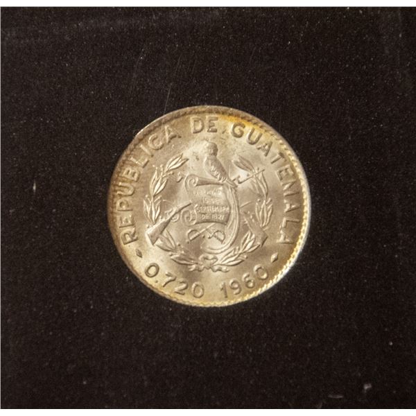 CHOICE UNC GUATEMALA SILVER 10 CENTAVO 1960