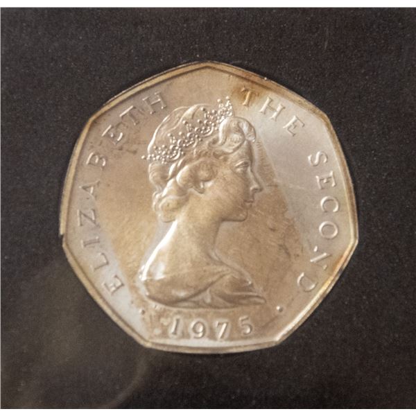 ISLE OF MAN .925 STERLING 50 PENCE COIN 1975