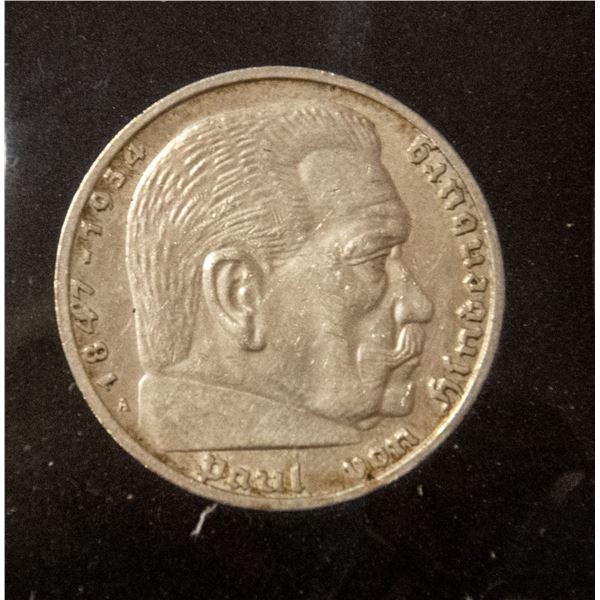 NAZI GERMANY SILVER 5 MARK 1939A CHOICE.