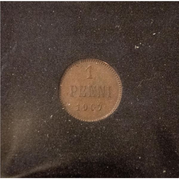 ALMOST UNCIRCULATED FINLAND 1 PENNI 1907.