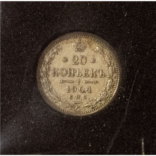 IMPERIAL RUSSIA SILVER 20 KOPEK 1904 NICHOLAS II