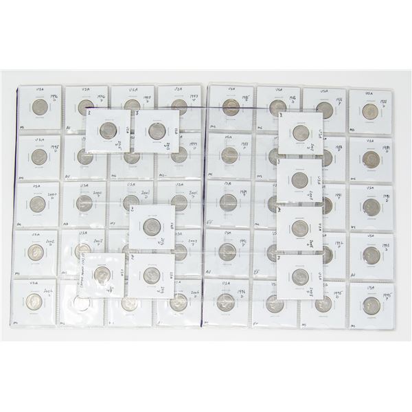 COLLECTION OF 49 USA ROOSEVELT DIMES 1985-2015