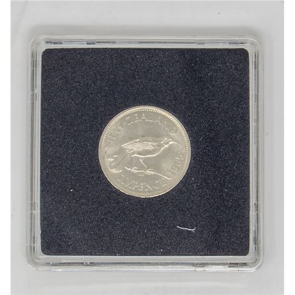 GEM UNCIRCULATED 1965 NEW ZEALAND 6 PENCE COIN