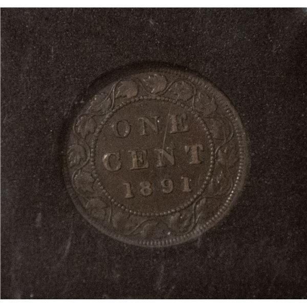 1891 LARGE DATE LARGE LEAVES OB3 CANADA 1 CENT