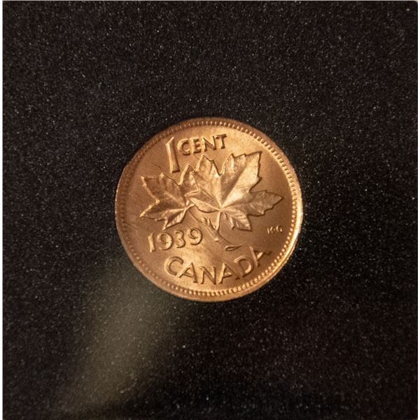 BRIGHT RED, MINTSTATE 1939 CANADA SMALL CENT
