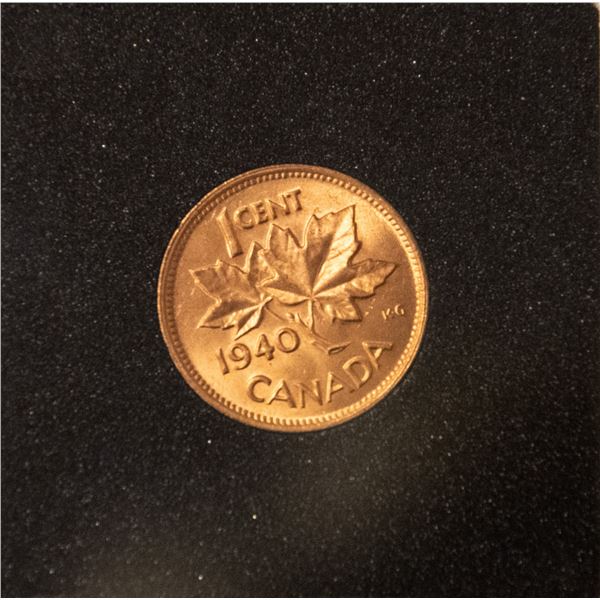 BRIGHT RED, MINTSTATE 1940 CANADA SMALL CENT