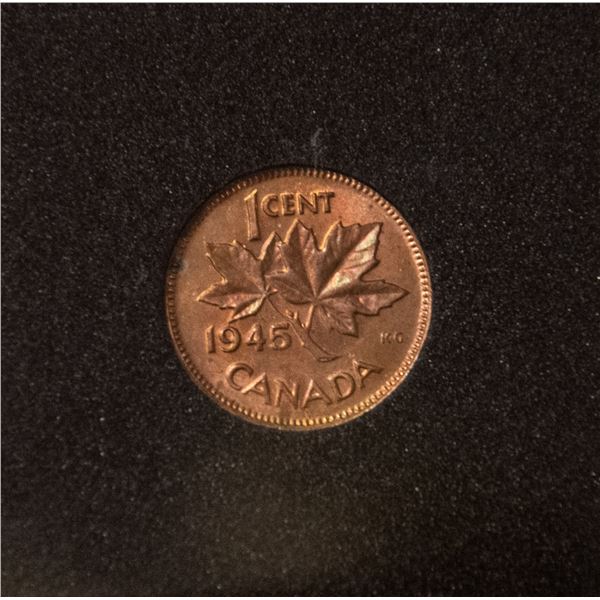 RAINBOW TONED MINTSTATE 1945 CANADA SMALL CENT