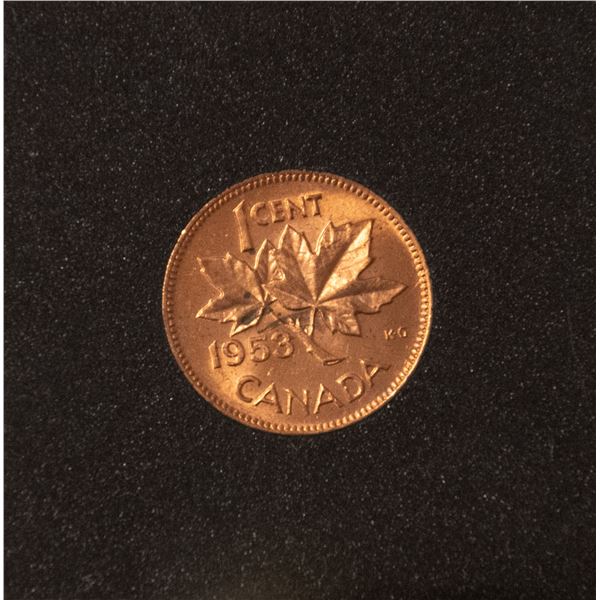 BRIGHT RED, MINTSTATE 1953NSF CANADA SMALL CENT