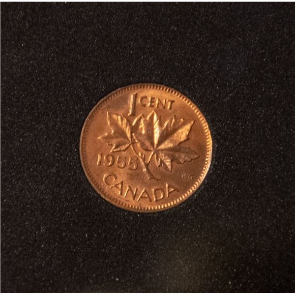 1955 BRIGHT RED MINTSTATE CANADA SMALL CENT