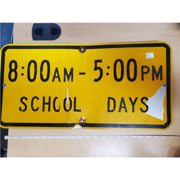 SCHOOL ZONE SIGN (METAL) 12 X 23"