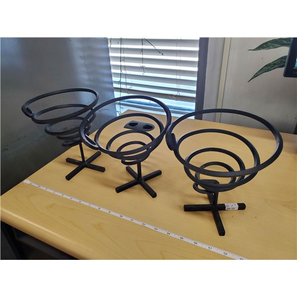 3 CAST IRON SPIRAL STANDS